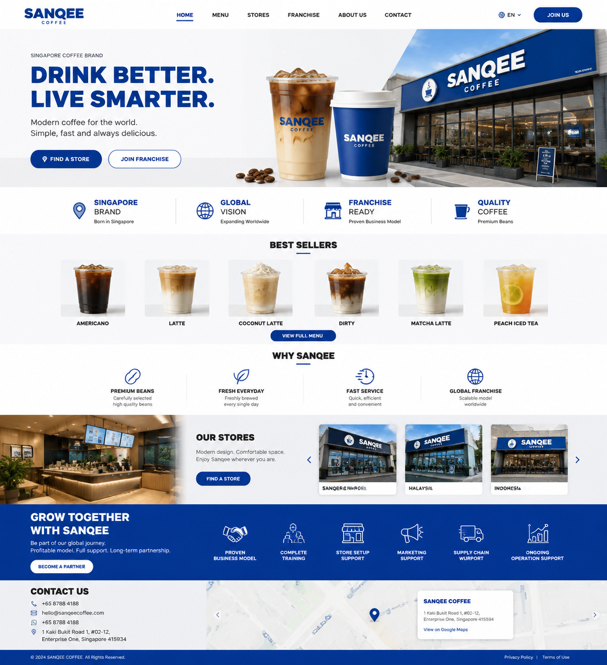 Sanqee Coffee website preview